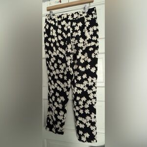 Diane Von Furstenberg Black and Cream Patterned Pants
